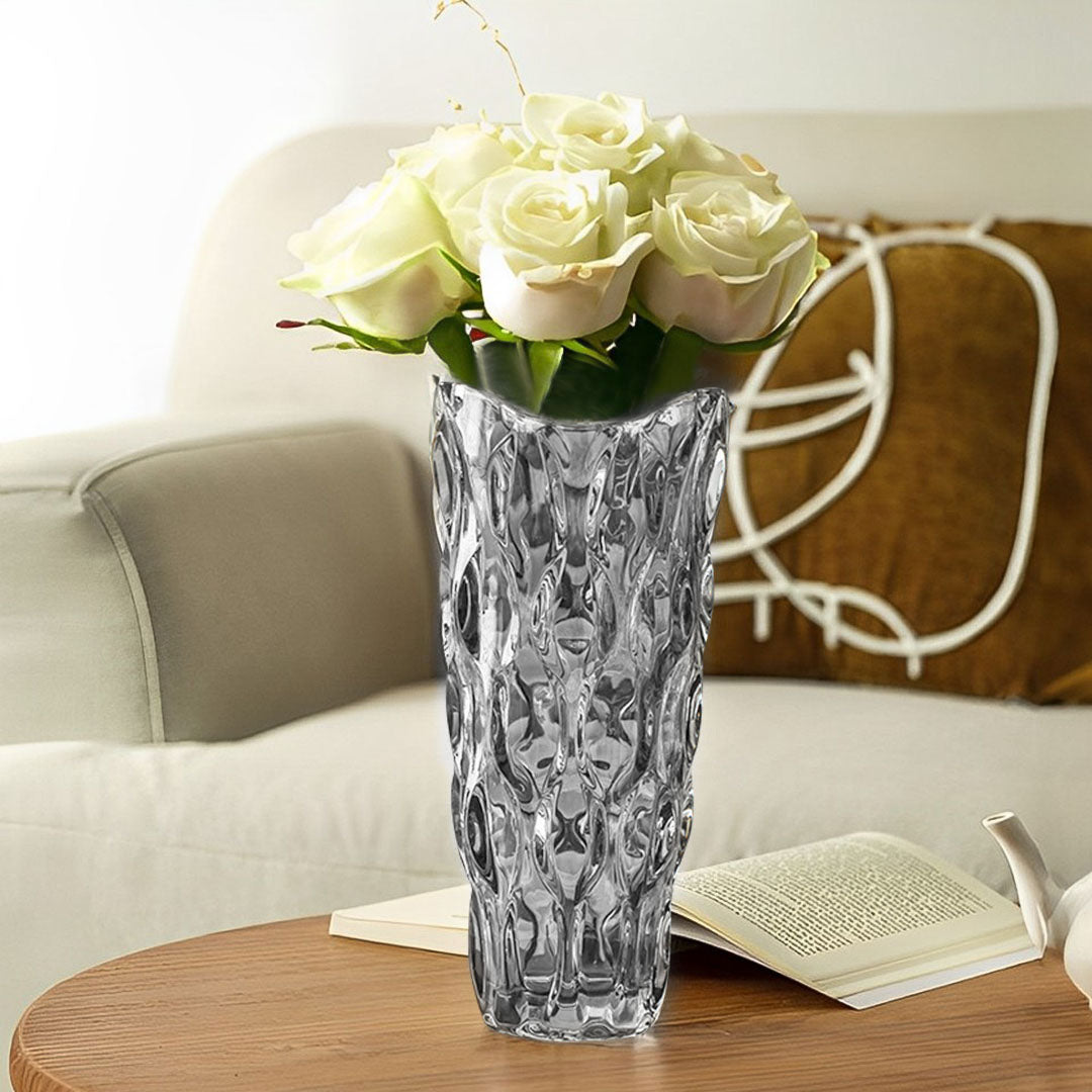 Glass Grey Vase Crystal VASE Thick Modern Home Decor 30cm