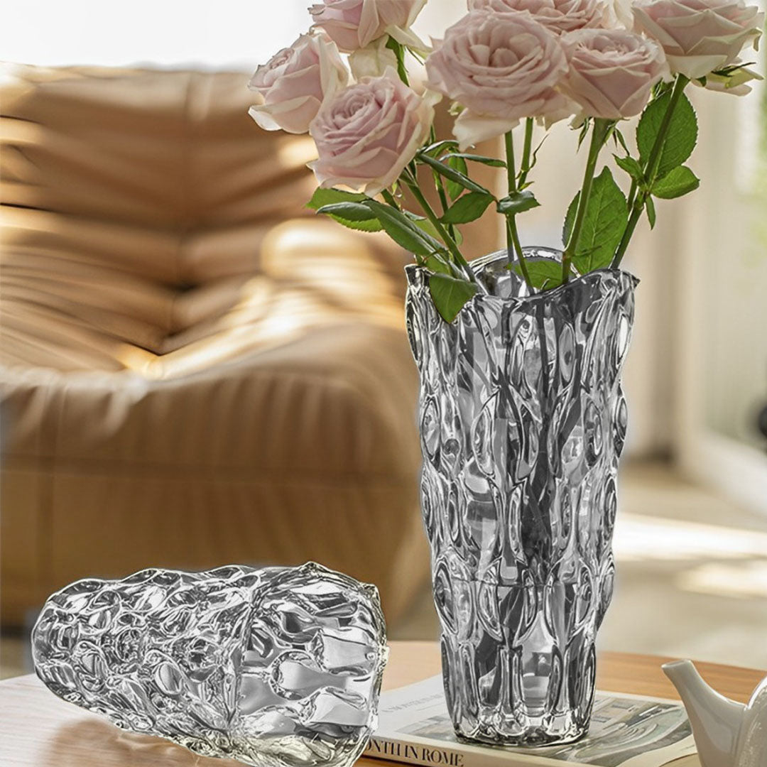 Glass Grey Vase Crystal VASE Thick Modern Home Decor 30cm