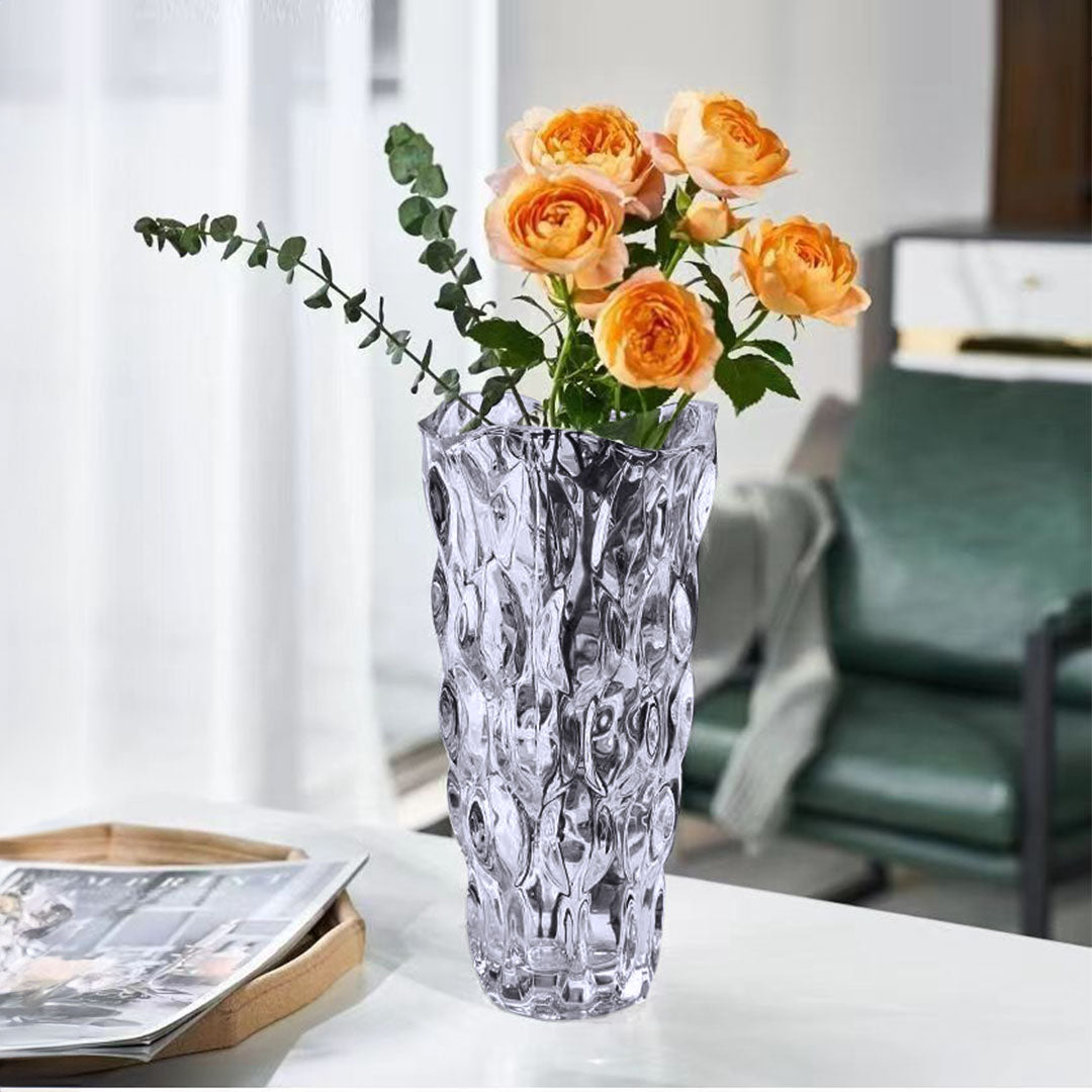 Glass Grey Vase Crystal VASE Thick Modern Home Decor 30cm