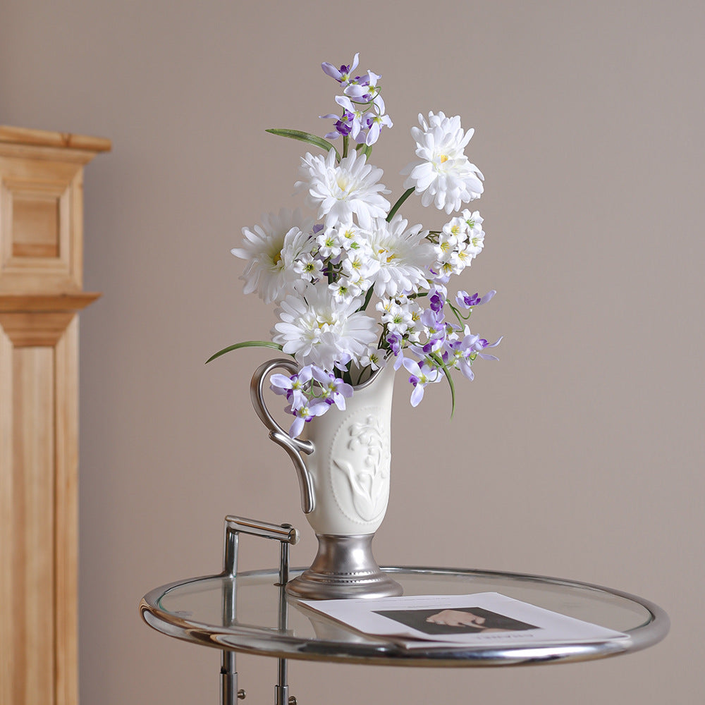 French Embossed Ceramic Vase-1